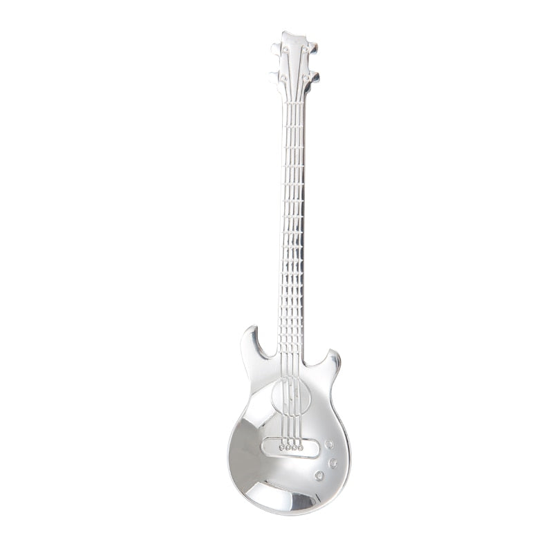 Guitar Coffee Spoons 6-pack Cute Spoons Stainless Steel Teaspoons Stirring  Spoon Guitar Shaped(silv